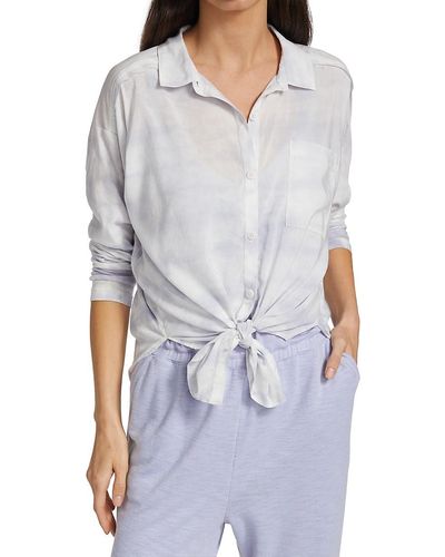 Splendid Paige Printed Button-down Shirt - Grey