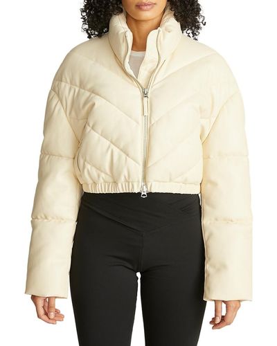 Hudson Jeans Cropped Chevron Puffer Jacket - Natural