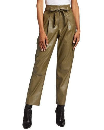 PAIGE Tesse Belted Faux Leather Cargo Pants - Green