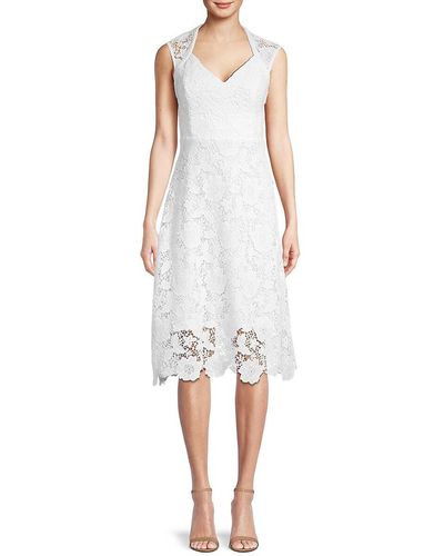 Guess Sleeveless Crochet Lace Dress - White