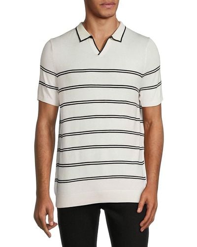 French Connection Lux Trophy Striped Polo - White