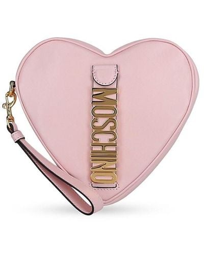 Moschino Heart Shaped Belt Logo Wristlet - Pink