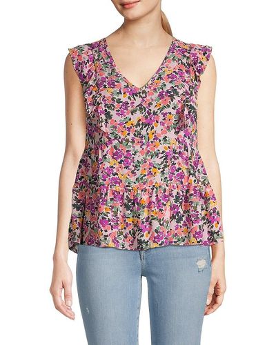 Nanette Lepore Floral Peplum Top - Red