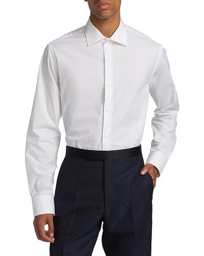 Saks Fifth Avenue Micro Tonal Dot Dress Shirt - White