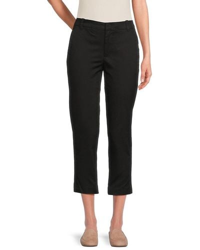 Vince Flat Front Cropped Chino Trousers - Black