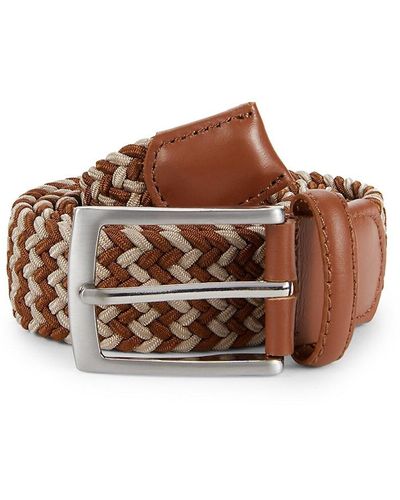 W. Kleinberg Leather Back Woven Belt - Brown