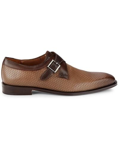 Mezlan Rocky Leather Single Monk Strap Shoes - Brown