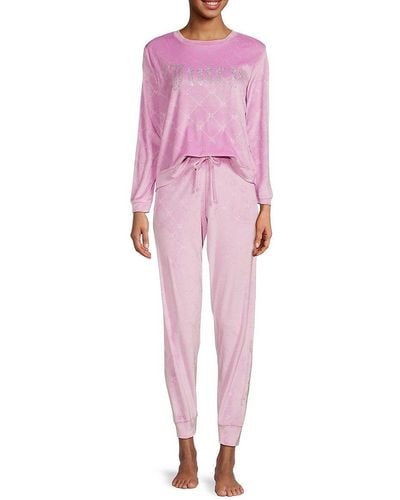 Juicy Couture 2-piece Velour Sweatshirt & sweatpants Sleep Set - Pink