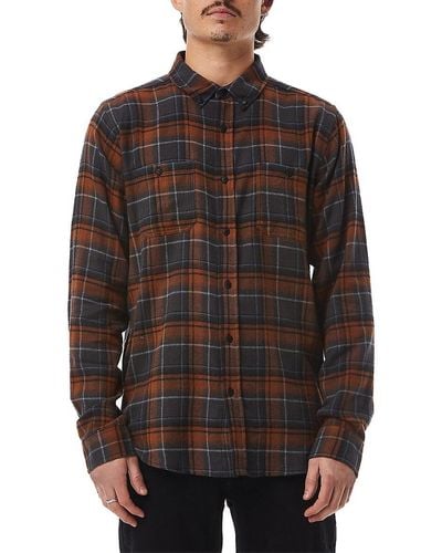 Ezekiel 'Milhouse Classic Fit Plaid Flannel Oxford Shirt - Brown