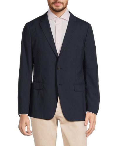 Theory Clinton Relaxed Fit Houndstooh Wool Blend Sportcoat - Blue