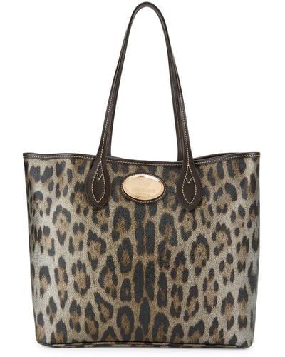 Roberto Cavalli Leopard-print Leather Tote - Brown