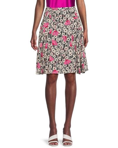 Valentino Floral Silk A Line Skirt - Multicolour
