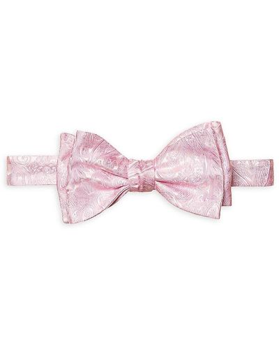 Eton Paisley Silk Jacquard Pre Tied Bow Tie - Pink