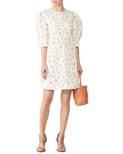 See By Chloé Floral Puff Sleeve Mini Dress - White
