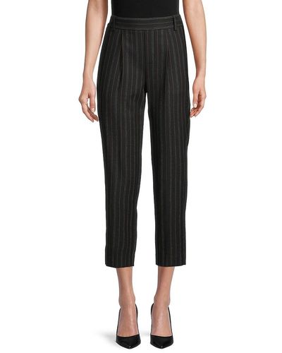 Vince Striped Cropped Trousers - Black