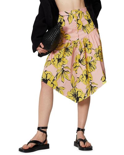 Marissa Webb Peony Floral Asymmetric Midi Skirt - Pink