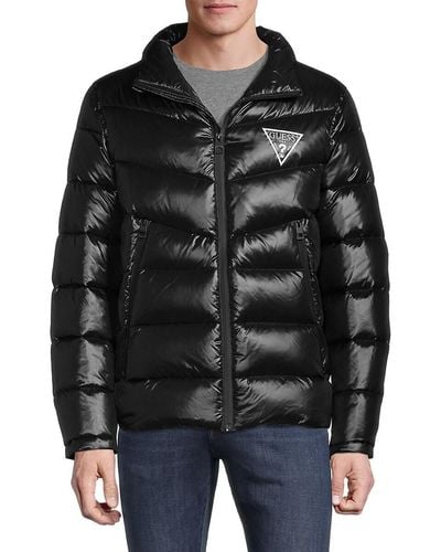 Guess Logo Puffer Jacket - Black