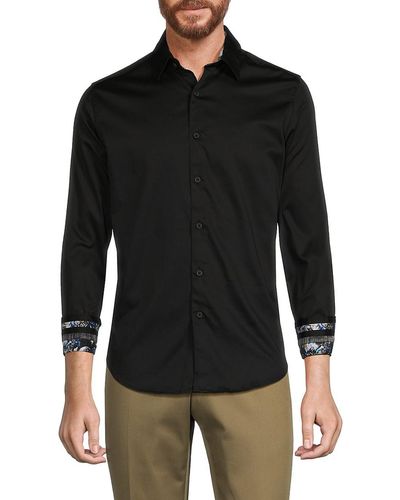 Robert Graham Rutherford Classic Fit Contrast Cuff Shirt - Black