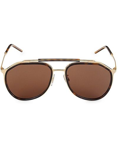 Dolce & Gabbana 57mm Oval Aviator Sunglasses - Brown