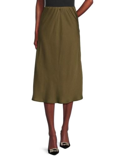 Adrianna Papell Satin A-Line Skirt - Green