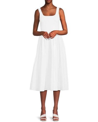Theory Volume Solid Sleeveless Midi Dress - White