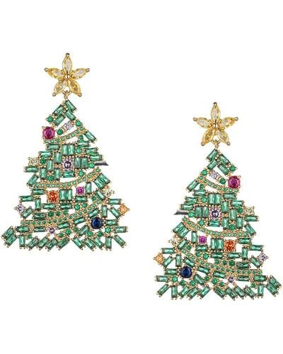 Eye Candy LA Cubic Zirconia Christmas Tree Dangle Earrings - Green