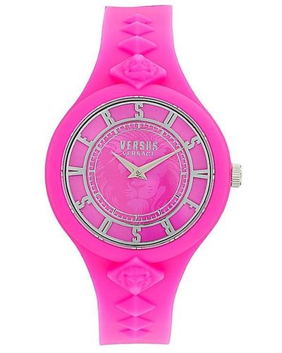 Versus 39Mm Stainless Steel & Silicon Strap Watch - Pink