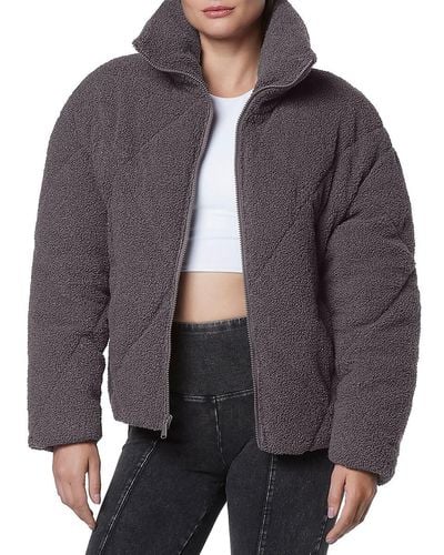 Andrew Marc Faux Fur Super Puffer Jacket - Gray