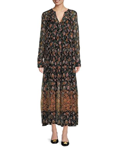 Free People See It Through Floral Maxi Dress - Black
