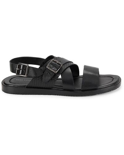 Saks Fifth Avenue Brennan Leather Flat Sandals - Black