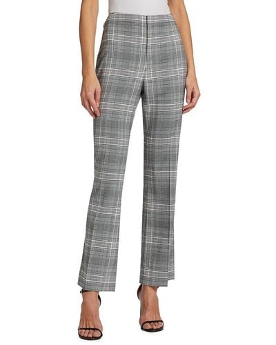 Tahari The Paige Plaid Straight Fit Trousers - Grey