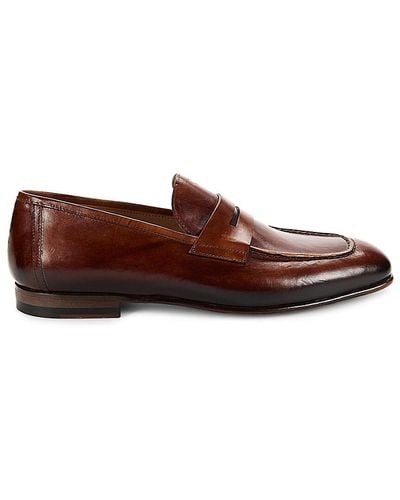 Jo Ghost Leather Penny Loafers - Brown