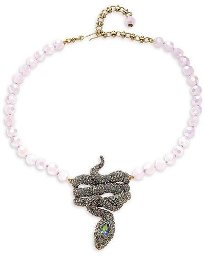 Heidi Daus Yes Metal Alloy, Ox Plated, Crystal & Crystal Glass Beaded Snake Necklace - White