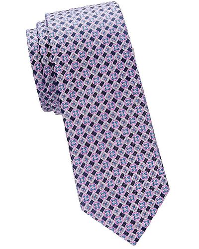 Hickey Freeman Geometric Textured Tie - Blue