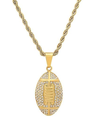 Anthony Jacobs 18k Goldplated Stainless Steel & Simulated Diamond Football Pendant Necklace - Natural