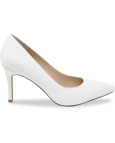 Charles David Vibe Point-Toe Leather & Suede Court Shoes - White