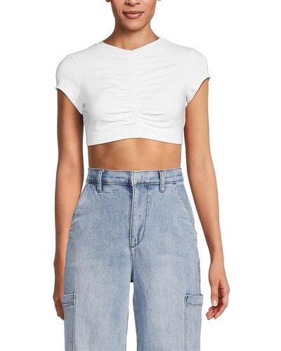 Susana Monaco Ruched Crop Top - Blue