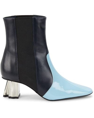 Lanvin Colorblock Patent Leather & Leather Chelsea Boots - Blue