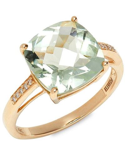 Effy August 14k Yellow Diamond & Green Amethyst Ring/size 7