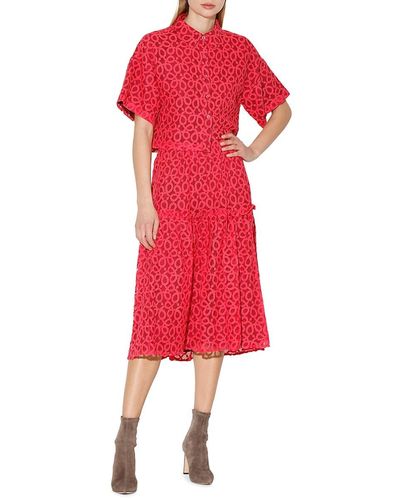 Walter Baker Hydee Printed Lace Midi Skirt - Red