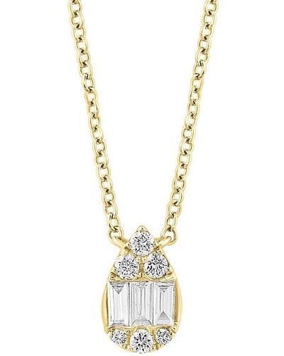 Effy 14K & 0.25 Tcw Diamond Teardrop Pendant Necklace/17" - Metallic