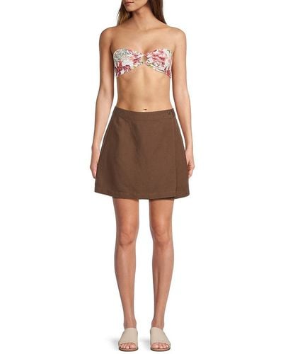 Onia Linen Blend Mini Wrap Cover-up Skirt - Natural