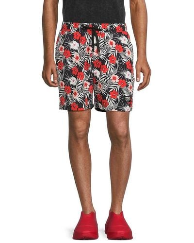Wesc Austin Floral Drawstring Shorts - Red