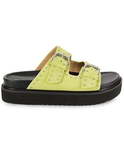 Marc Fisher Mlagusta Dual Buckle Leather Sandals - Green