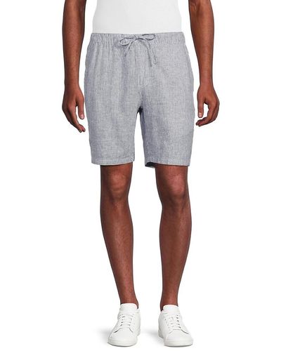 Saks Fifth Avenue Stripe Linen Blend Shorts - Gray