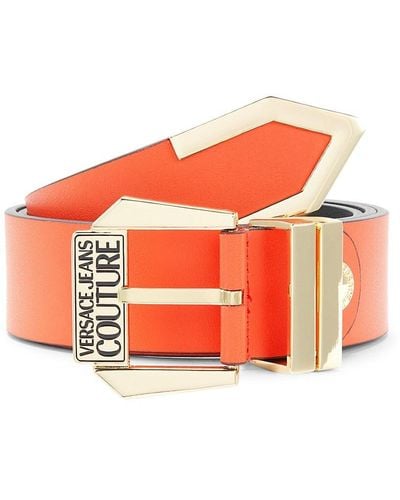 Versace Logo Leather Belt - Orange