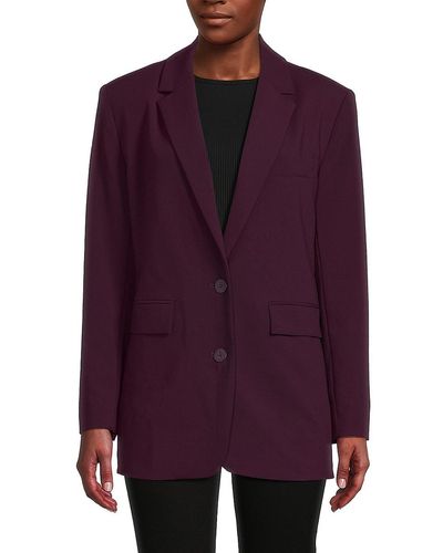 Calvin Klein Solid Single Breasted Blazer - Purple