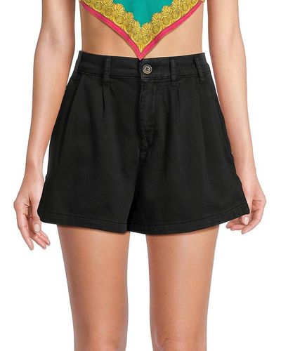 Free People Billie Pleated Chino Shorts - Black