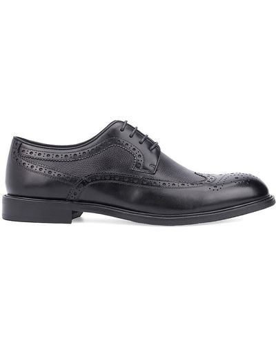 Vintage Foundry Leather Longwing Brogues - Black
