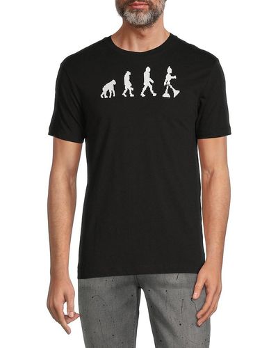 French Connection Human Evolution Embroidery Tee - Black